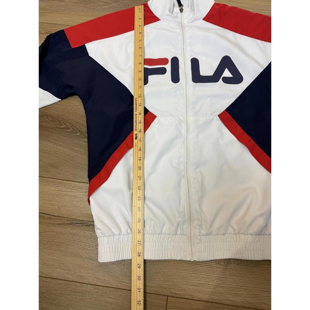 FILA VTG Jacket Mens Sm White Navy Red Full Zip Colorblock Logo Track Athletic - Picture 9 of 9
